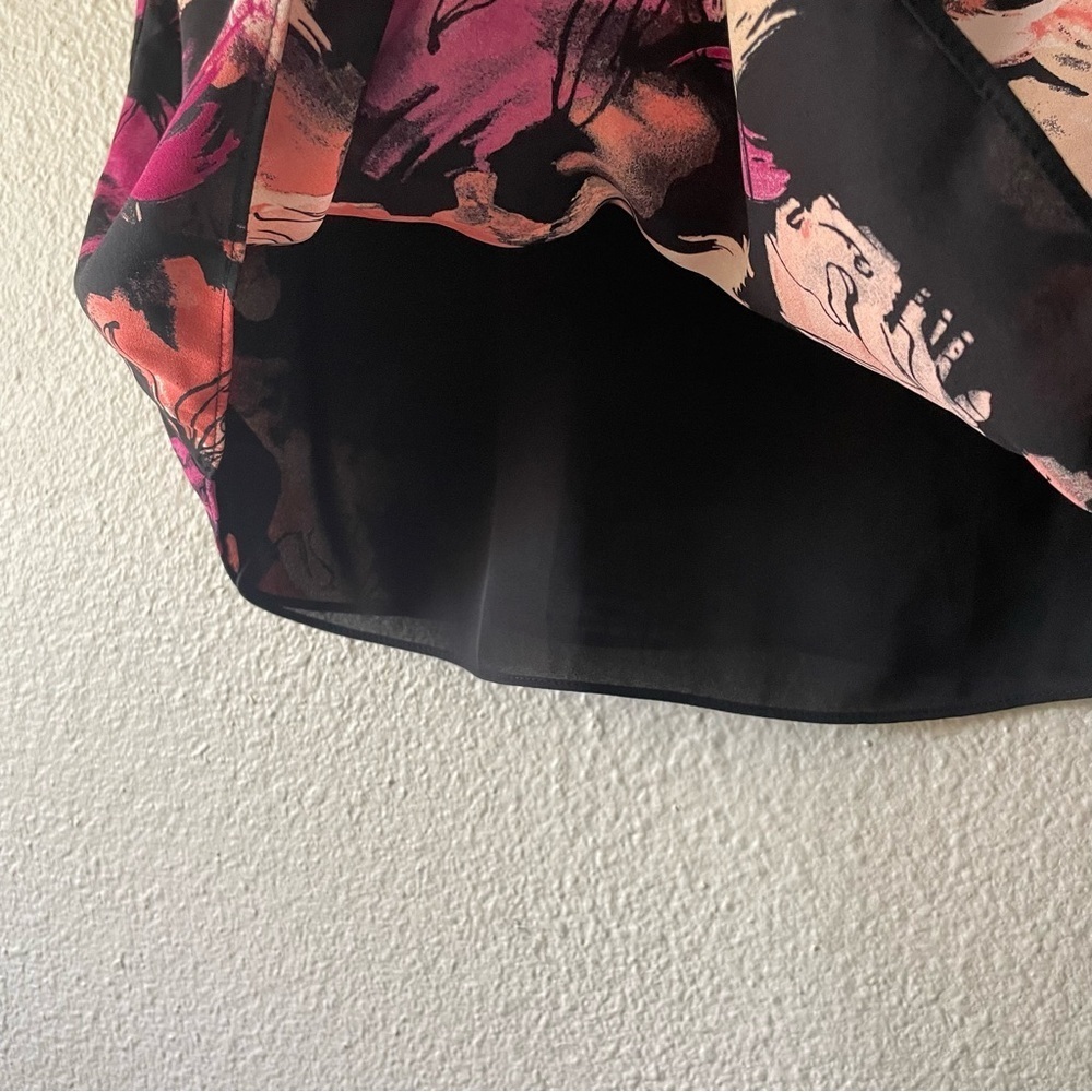 Nine West Blouse Top Women’s S Black Floral Abstract Lined Sleeveless Career - Picture 5 of 10